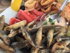 Fresh fried fish in Patmos, Greece