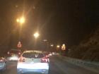 Traffic at night on the freeway back into Jerusalem