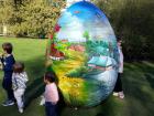 A giant hand-painted Easter egg
