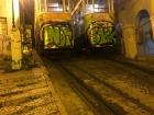 These trams are filled with graffiti