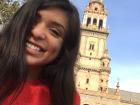 Selfie in front of Spain Plaza in Seville 