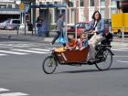 Parents often bike with their little children in buckets on the front of their bike!
