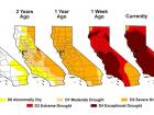 The California drought visualized. The "currently" image is for the year 2014.