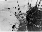 The crew of the Endurance chopping ice to make a path for the vessel