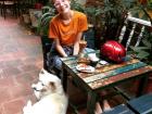 This is my favorite cafe, and I took a picture of myself with the owner's dog (I'll miss the dog!)