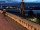 Seaside view of A Coruña at night