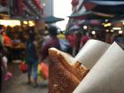 A fluffy apam balik, with coconut