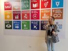 Posing with the Sustainable Development Goals at a United Nations conference in Quito, Ecuador