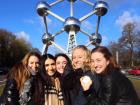 The Atomium is the large building behind us, which was made for the 1950s World Fair