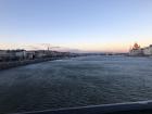 Part of the Danube River runs through Hungary. When I was in Budapest, Hungary, I walked a bridge that spans a wide portion of the river.