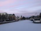 This is an example of a frozen lake! People walk across and even ski across this body of water whenever the officials tell the Helsinki news that it is safe for travel!