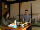 Eating breakfast at a Ryokan, a traditional Japanese hotel