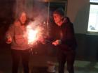 Having fun with sparklers in China on New Year's Eve