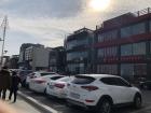 A snippet of a very long street occupied by various coffee shops (Gangneung Coffee Street)