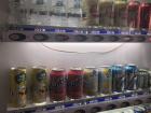 Assortment of cheap drinks in a vending machine