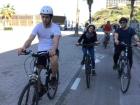 Along the beach boardwalk in Tel Aviv, people can be found biking, scootering, skateboarding and even rollerblading