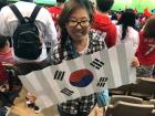 Cheering for Team Korea at the soccer game
