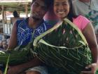 My basket weaving partner and me with the finished product!