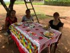 My host mom, host sister and I sharing a meal together at their home in the Chiquitano region