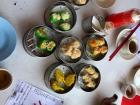 In the mornings, people will also eat dim sum, a kind of Chinese cuisine!