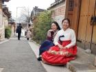 Wearing hanboks in Bukchon Hanok Village