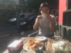Typical breakfast! Cafe con leche and medialunas.