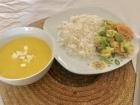 Students eat traditional Ecuadorian meals at home for lunch like this one