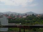 The view of the mountains from the rooftop garden.