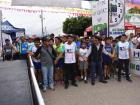 The runners getting ready to begin their 10 kilometer race