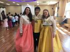 Celebrating Korean Thanksgiving in traditional Korean clothes