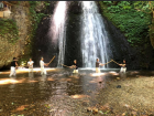 This is an AIU Aikido practice from last semester taking place below a water fall.