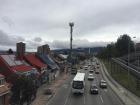 A view of the road as I walk cross a pedestrian bridge