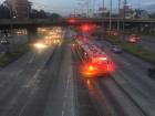 TransMilenio has its own lane, so the buses don't get caught in traffic jams