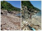 Before and after pictures of a portion of beach