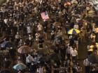 A crowd of protesters fighting for independence from China