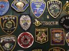 A restaurant in Dublin displayed patches of police officers from all over the world