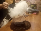 Shaved ice mountain erupting 