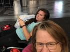 Me with my mom being cranky about my early morning flight to Trinidad!