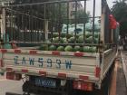 Watermelons, another regional specialty, in a truck alongside the road