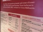 This Australian restaurant had a menu inspired by San Antonio, Texas in the United States. The portions were not as big as they would've been in Texas though!