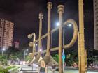 Plazoleta Jairo Varela, which has a salsa museum and massive trumpet statue