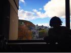 Sometimes I got antsy sitting at one of the tables in McGill's library, so I'd sit on the floor by the window! (See that hill in the background? That's Mount Royal!)