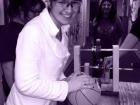 This is me testing the prototype for our robot's basketball shooter back in high school! It spins two wheels really fast and shoots the ball from between them