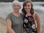 My host mom and I near the lake