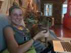 A picture of me and the host family dog, Bimba. She loves to sit on my lap!
