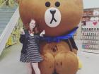 At the front of the Line Friends store, there is always this giant bear that you can take pictures with. For the Halloween season, they have him dressed up as a witch!