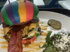 Udo is also known for their black pork, which comes from black pig. Here it is served on a crazy rainbow bun!