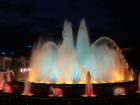 The famous water fountain show in Barcelona, Spain.