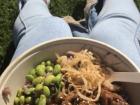 This is Korean food I got from a food truck on campus. It is amazing!