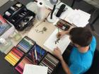 Me working on a botanical illustration